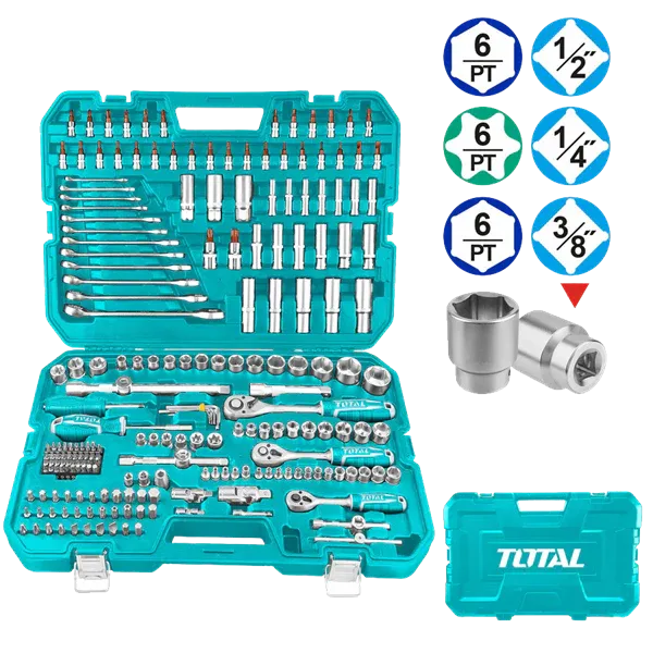 Total Combination Tools Place 216PC 1/4 3/8 1/2 Drive