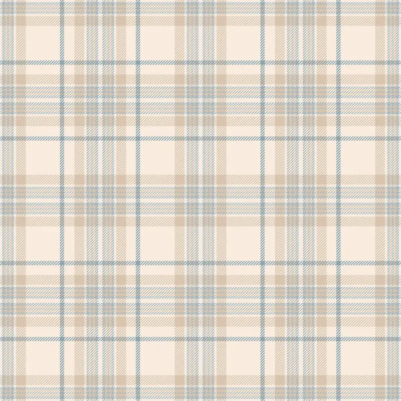 Traditional Check Wallpaper Cream and Sapphire