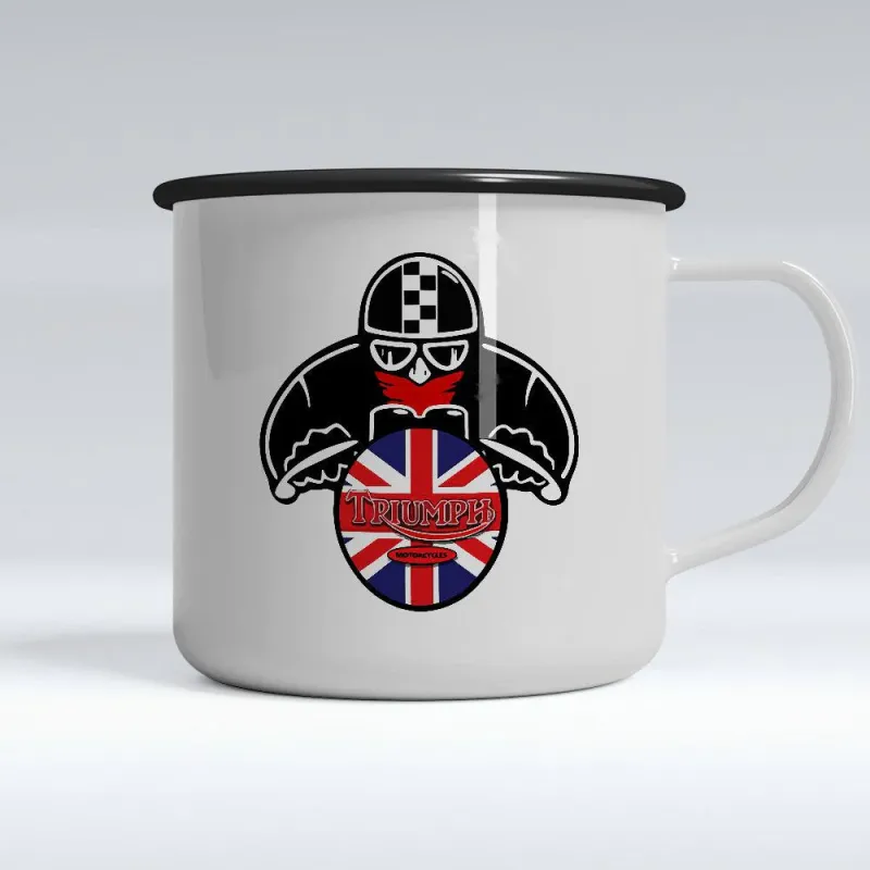 Triumph Biker Enamel Mug Work Light