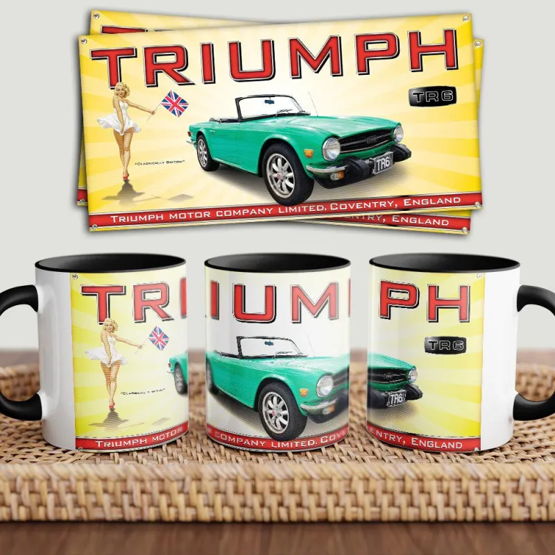Triumph TR6 "Two Tone" Vintage Earthenware Mug