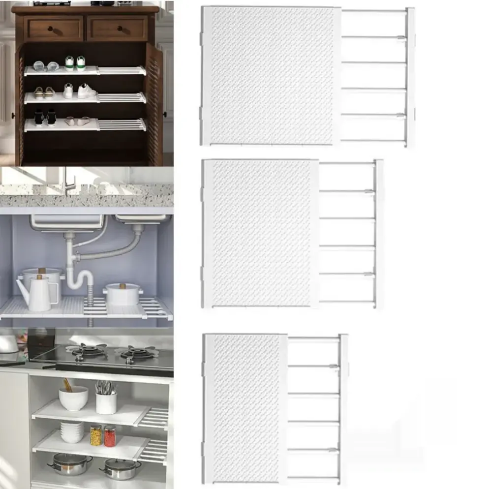 Tunable Extendable Shelf Cupboard Wardrobe Storage Organiser Quick-Release