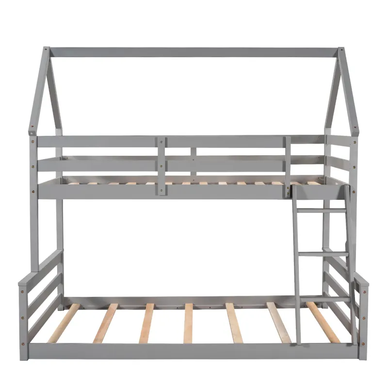 Twin Over Thorough House Bunk Bed Built- Ladder