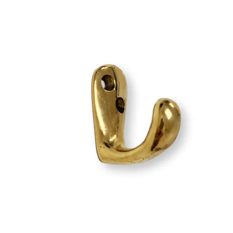 Unlacquered Warm alloy "Louie Style 1" Polished Brass Wall Coat and Hat Hook