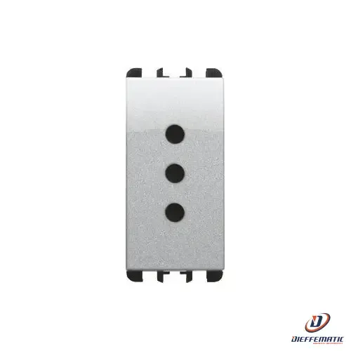 Urmet Presa P11, 1 Modulo, 2P+T 10A-250V, Nea, Alluminio 10301Al Originale Nuovo