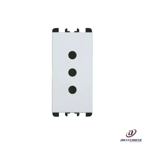 Urmet Presa P11, 1 Modulo, 2P+T 10A-250V, Nea, Bianco 10301.B Originale Garanzia