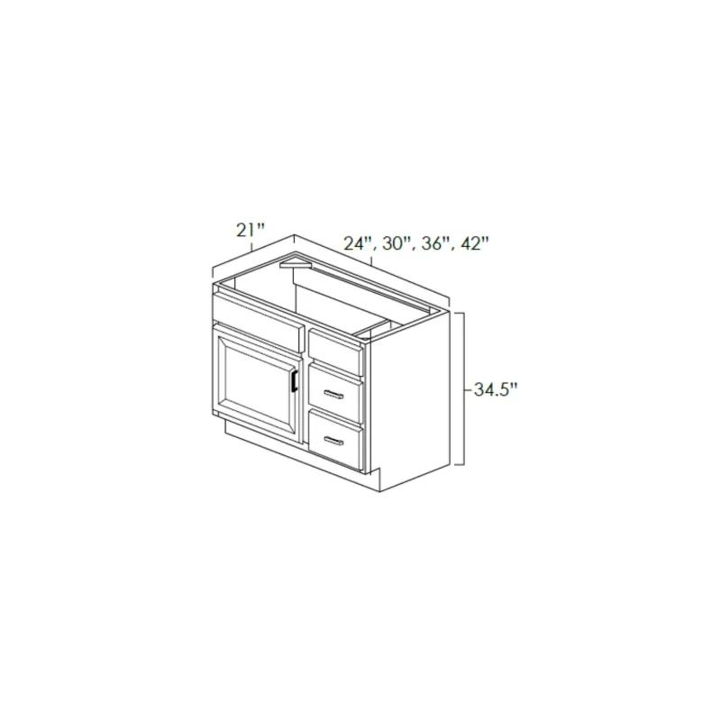 Vanity Combo Bases-Drawers Right Hickory Shaker | Variable Speed | Overload Protection