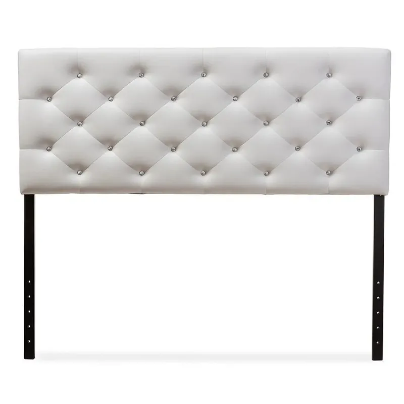 Viviana Minimalist and Contemporary White Faux Leather Upholstered Button-tufted Queen Size Headboard