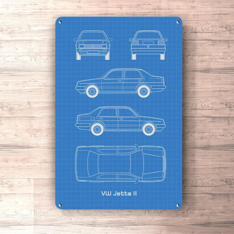 Volkswagen VW Jetta II 4 Door Blueprint Signs, Mouse Pad, Door Mat