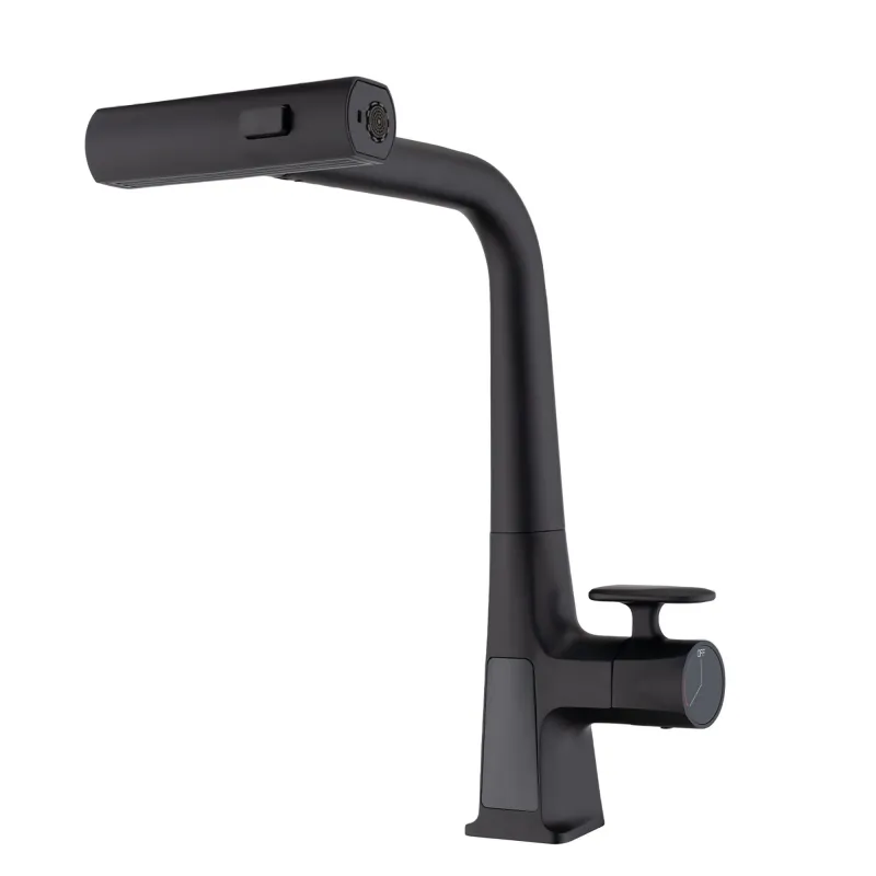 Waterfall Kitchen Faucet Temperature Display And Pull Down Sprayer Work Light