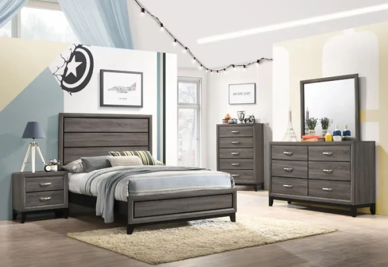 Watson 4-piece Complete Panel Bedroom Set Grey Oak Coaster