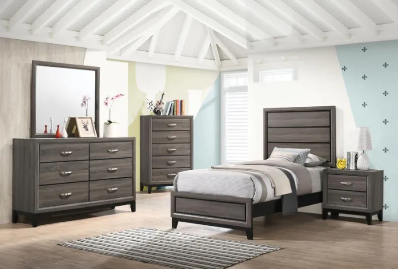 Watson 5-piece Twin Panel Bedroom Place Grey Oak Coaster