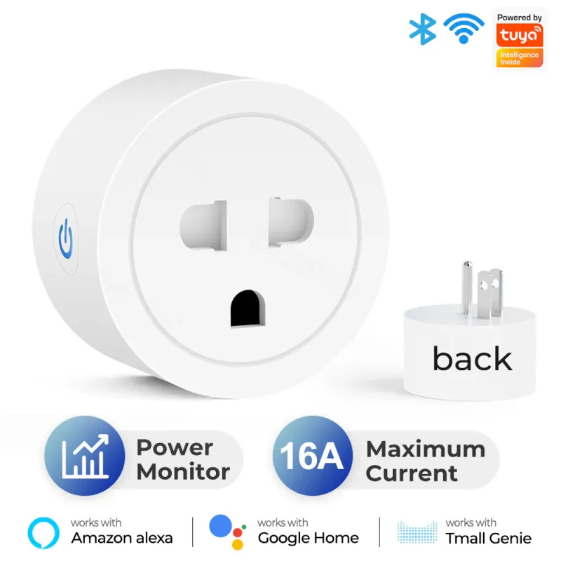 Wi-Fi Connected Plug Vietnam Socket 16A/20A Power Monitor Works Alexa Google Home Tuya Smartlife