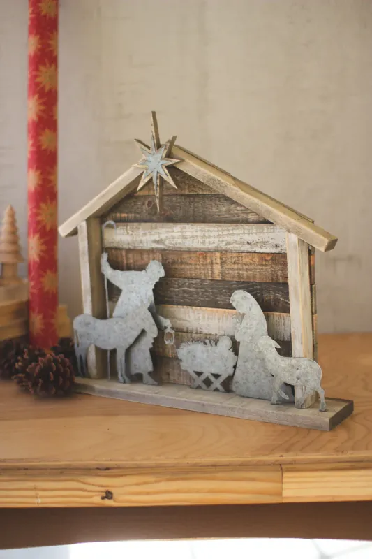 Wood and alloy nativity
