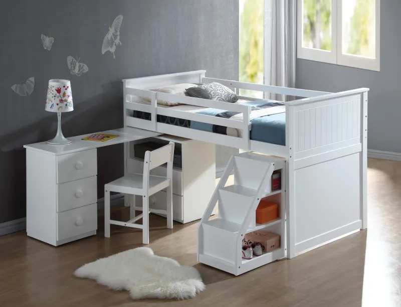 Wyatt White Finish Twin Loft Bed Place