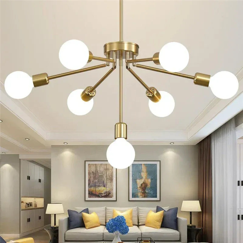 Afralia™ 8-Head Nordic Ceiling Chandelier Onyx White Gold Modern Home Decor