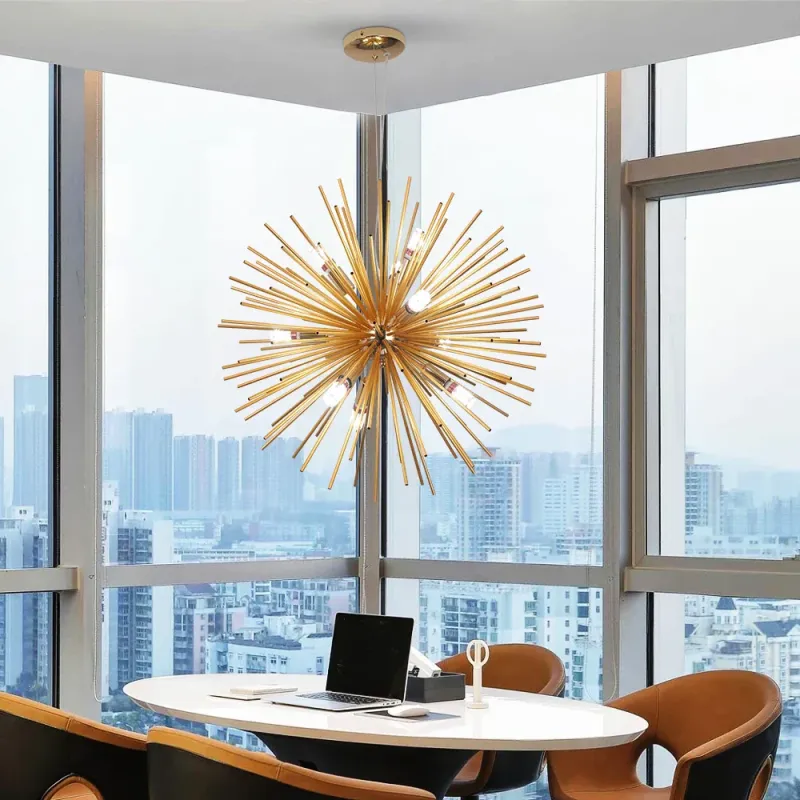 Afralia™ Aluminium Dandelion Pendant Light: Modern Sputnik Hedgehog LED Chandelier Living & Dining Room