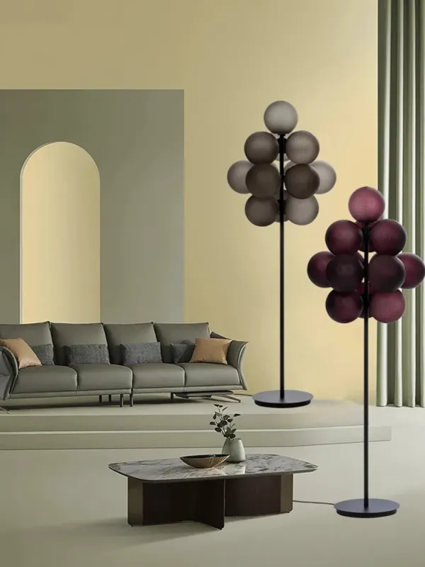 Afralia™ Amethyst Ripple Grape Ball Lampshade Pendant Chandelier, Modern LED Home Decor Lighting