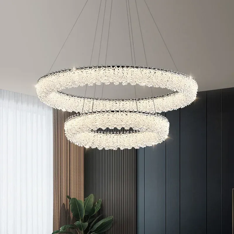 Afralia™ Crystal LED Chandelier Ceiling Light Sleek Living Room Decor Pendant Lamp