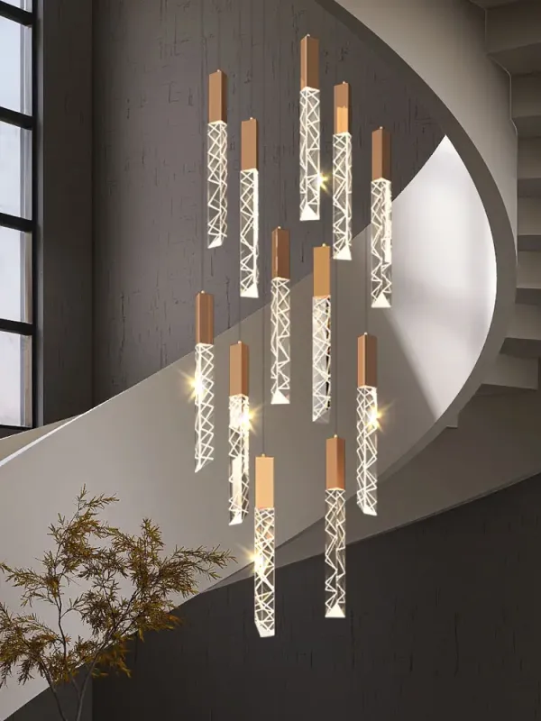 Afralia™ Crystal Staircase Chandelier: Exclusive LED Pendant Lighting Dining Rooms, Villas, and Attics