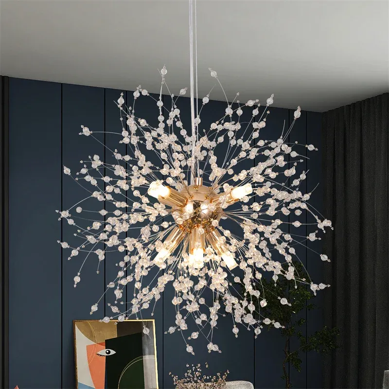 Afralia™ Dandelion Chandelier 8-Light Sputnik Pendant Portable Gold/Silver Living Room Fixture