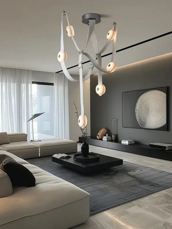 Afralia™ Designer Belt Marble Pendant Lights: High-end Dimmable Fixture Villa Duplex