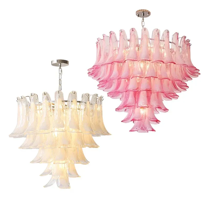 Afralia™ Glass Ceiling Pendant Portable - French Style LED Hanging Lamp Living Room