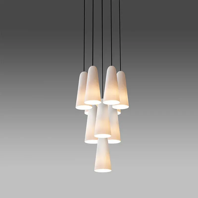 Afralia™ Golden Black LED Pendant Light Duplex Staircase. Luxe Indoor Ceiling Fixture Round White Glass.