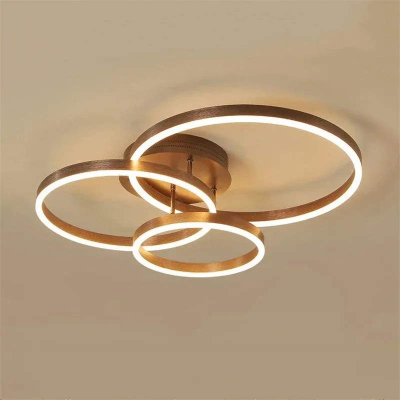 Afralia™ Golden Coffee LED Ceiling Buoyant Acrylic Lampshade Creative Living Room Fixtures