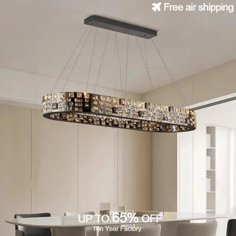 Afralia™ Jet-black Crystal Chandelier Dining & Living Room Decor - Ceiling Pendant Light