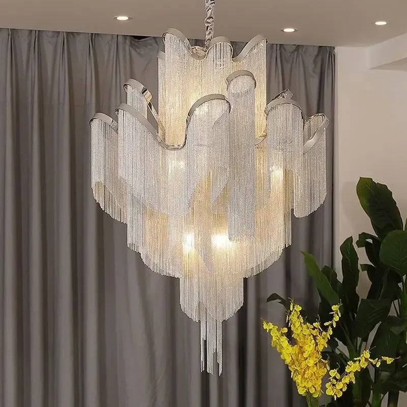 Afralia™ LED Flower Tassels Ceiling Chandelier Living Room, Staircase - Elegant Villa Pendant Buoyant