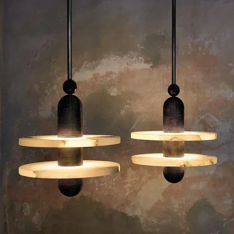 Afralia™ Marble LED Pendant Lights: Golden Black Aluminum, Adjustable Cord, Dinging Room, Bedside Hang Lamp