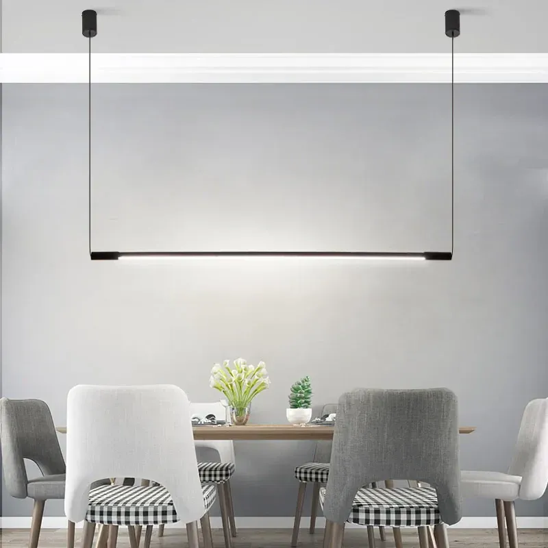 Afralia™ Midnight Dimmable Led Linear Pendant Dining Room Chandelier