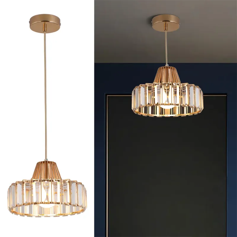 Afralia™ Mini Gold/Black Crystal Pendant Light: Modern Luxurious Ceiling Hanging Lamp Dining Room