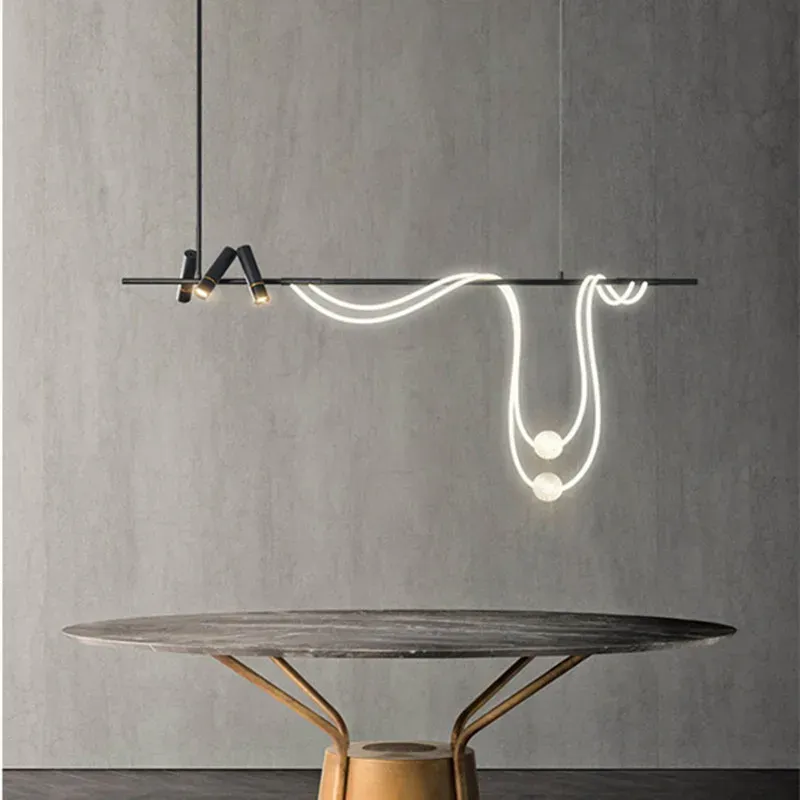Afralia™ Nordic Hose LED Chandelier - Charcoal Pendant Lamp Dining Room