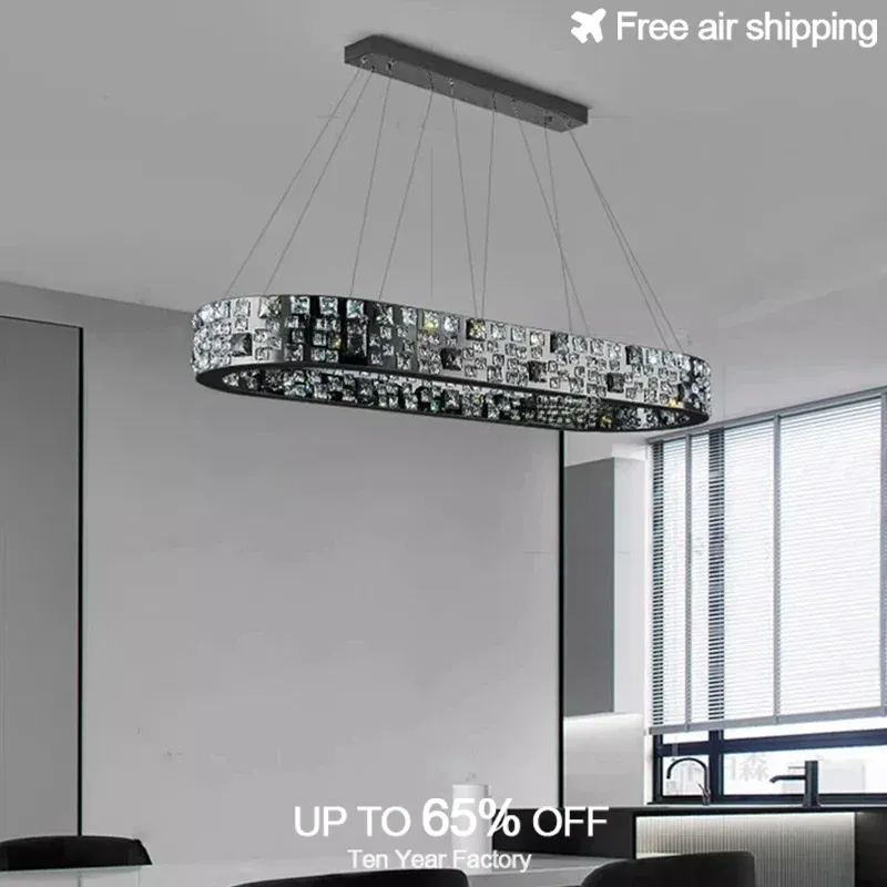 Afralia™ Onyx Crystal Modern Chandelier Pendant Light Dining and Living Room
