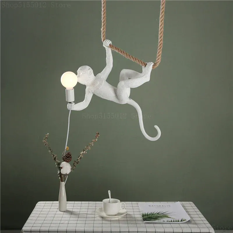 Afralia™ Resin Monkey Pendant Lights Fashionable Living Spaces