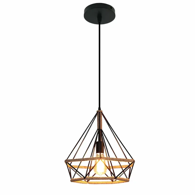 Afralia™ Retro Metal Rope Pendant Ceiling Chandelier Lighting Fixture