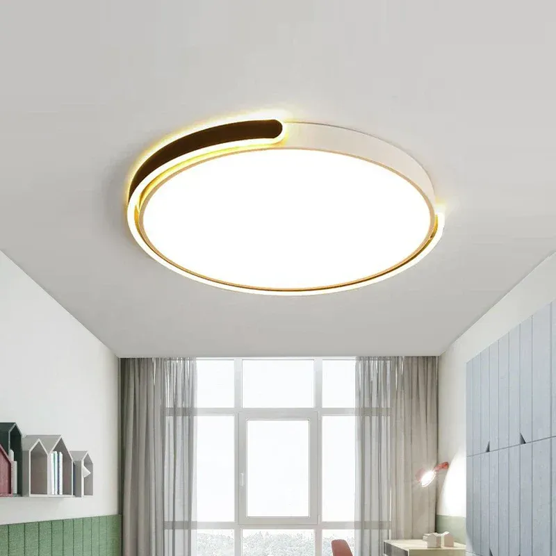 Afralia™ Round Black White Gold LED Ceiling Portable Home Lighting