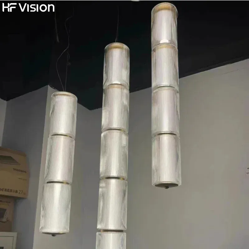 Nordic Style Linear Grey Glass Hanging Lamp Dimmable LED Ceiling Pendant Buoyant Afralia™