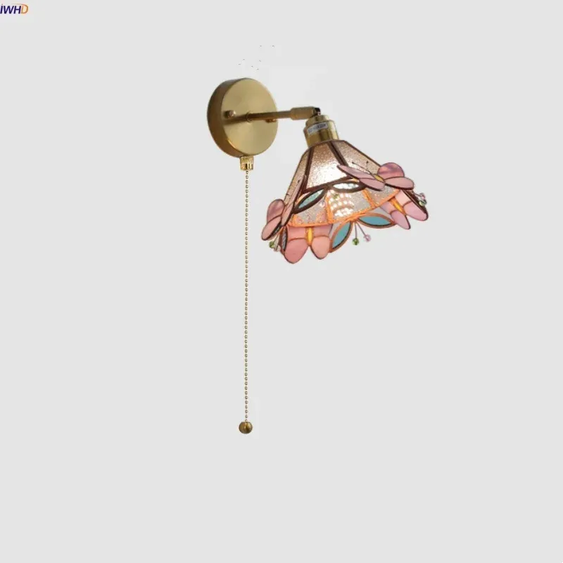 Afralia™ Copper Butterfly Glass Wall Airy Fixture Up Down Rotate LED Bedside Lamp Clear Glass Shade