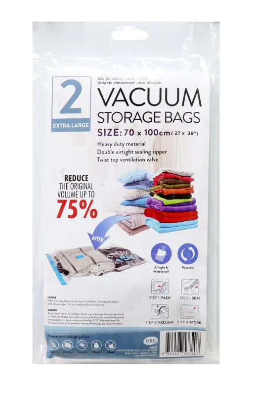 2Pk Additional Large Vacuum Storage Bag | 70 x 100cm