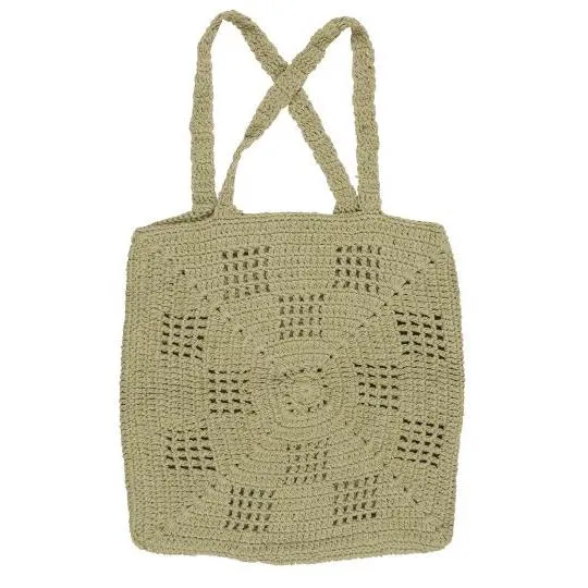 Crochet Cotton Bag Dusty Emerald