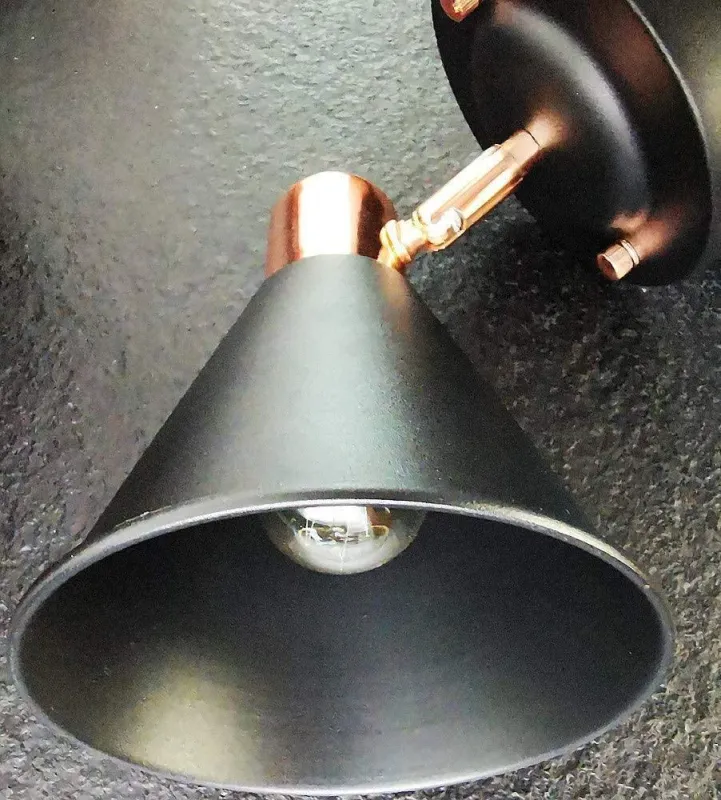 Nordic Rustic Wall Light Fixture, Jet-black W/Rose Gold (1x) Compatible Smart Home