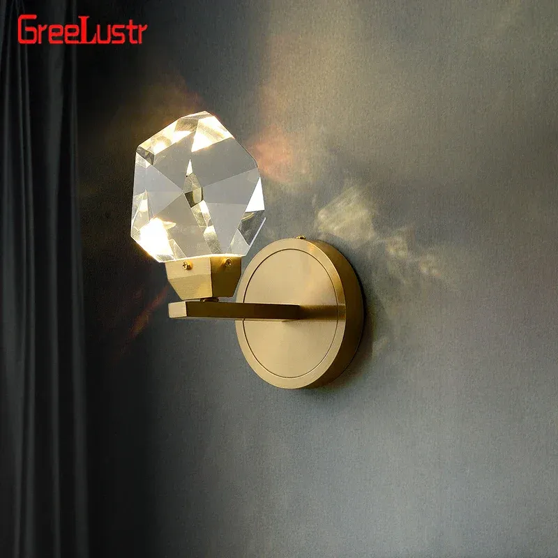 Afralia™ Crystal LED Wall Sconce Copper Buoyant Fixture Modern Luxury Home Decor Compatible Smart Home