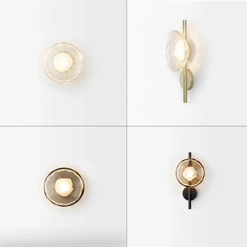 Afralia™ LED Glass Wall Sconce Living Room Background Lighting Satin Brass