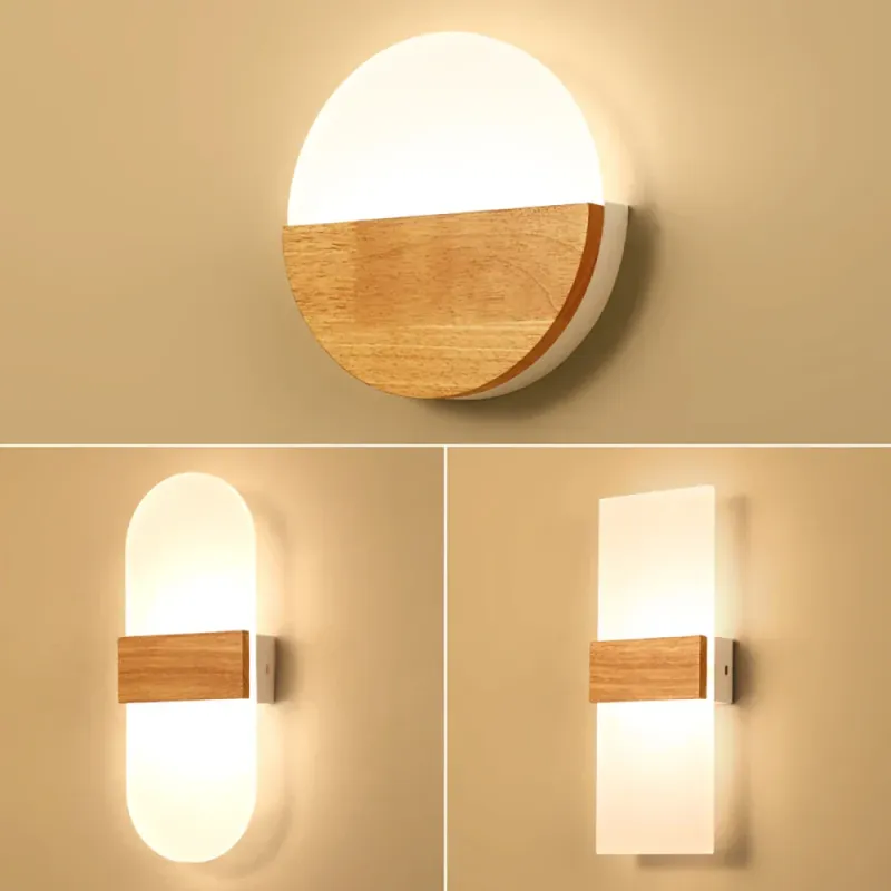 Afralia™ Nordic Hardwood LED Wall Sconce Home Decor and Indoor Lighting Clear Glass Shade