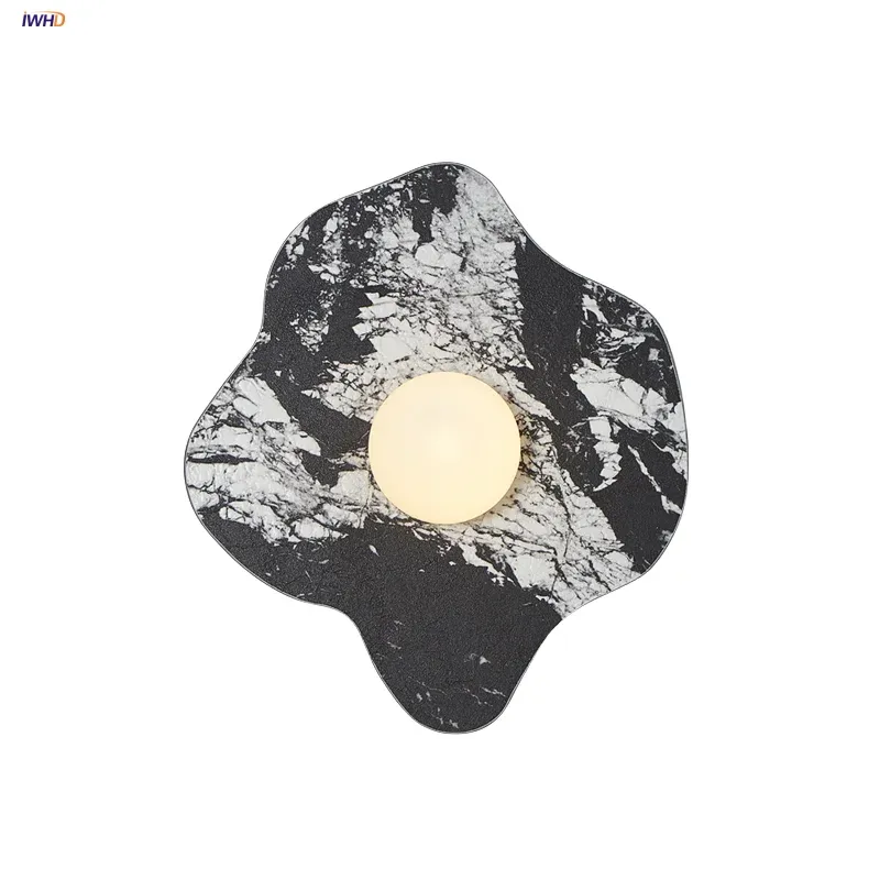 Afralia™ Stone LED Wall Lights Pearl Glass Ball Sconce Lamp Bedroom & Hallway