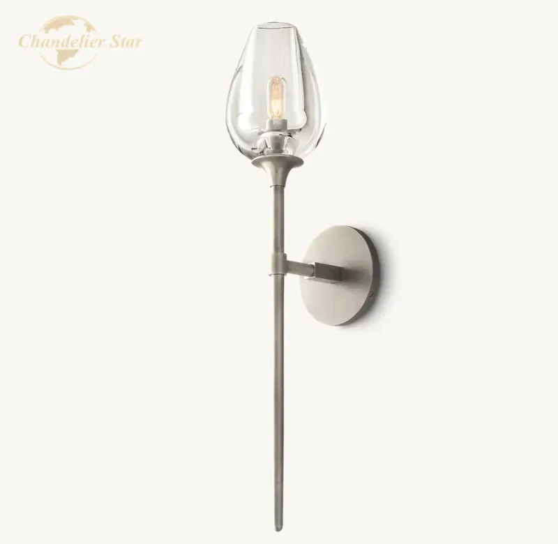 Rustic Barn Afralia™ LED Tulip Glass Wall Sconce Indoor Lighting Fixture Bedroom & Living Room