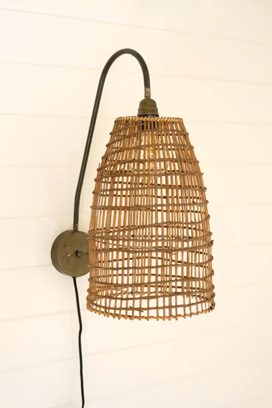 Wicker dome wall sconce lamp | ETL Listed