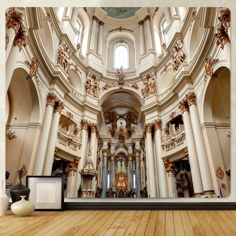 Afralia™ Church Mural Tapestry: Hippie Bohemian Wall Hanging Home Decoration Self-Adhesive